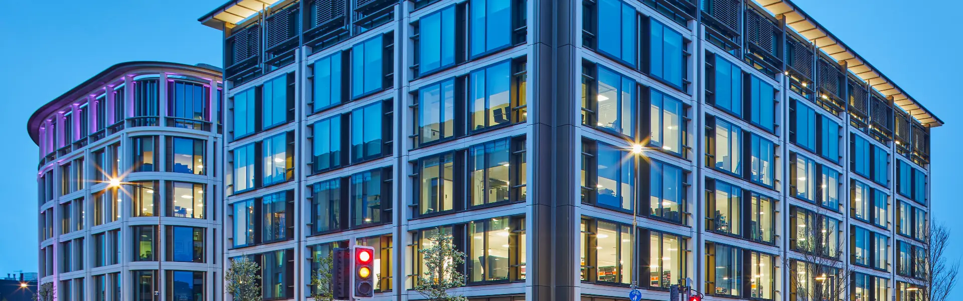 Close up view of an office building